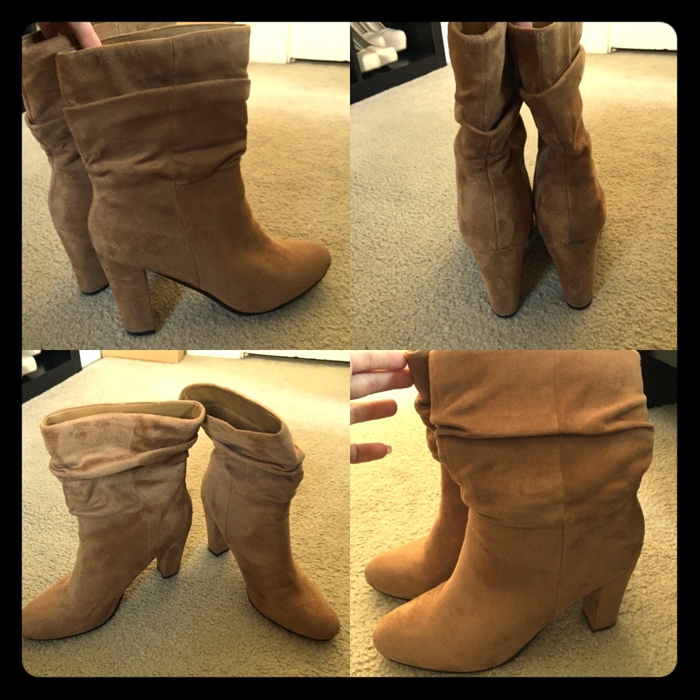 Brown velvet booties - 2 inch heel